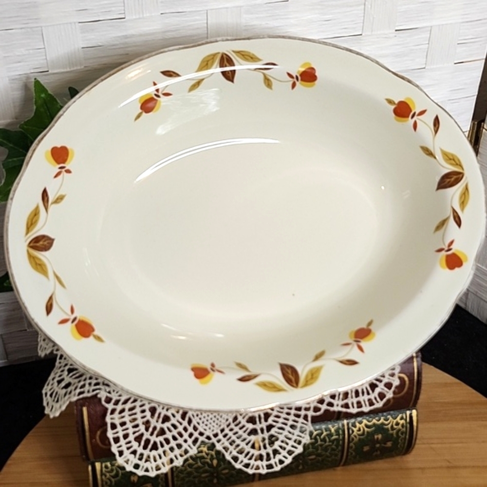 👉*RARE VTG 50s* JEWEL TEA "AUTUMN LEAF" 10" OVAL SERVING DISH ~HALL CHINA